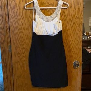 Black and white Beaded neckline Cachet dress